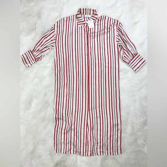 NWT Anine Bing Milly Silk Red Striped Dress - Picture 10 of 10
